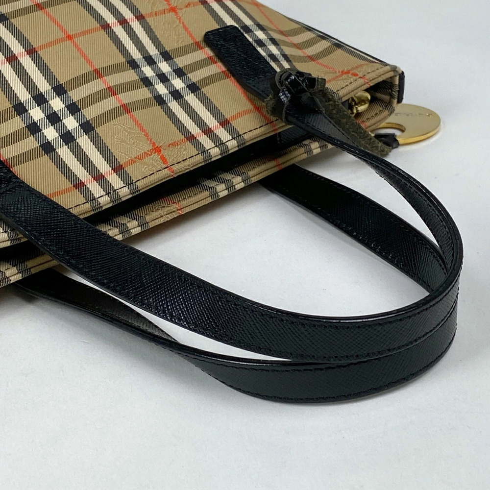 Burberry check handbag tote bag canvas beige black - Picture 5 of 6